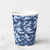 Donkerblauw camouflagepatroon papieren bekers (Rechts)