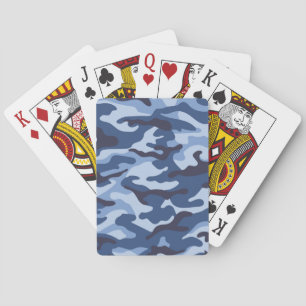 Donkerblauw camouflagepatroon pokerkaarten