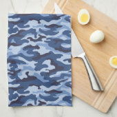 Donkerblauw camouflagepatroon theedoek (Quarter Fold)