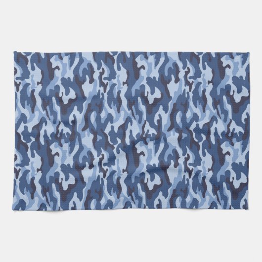 Donkerblauw camouflagepatroon theedoek (Horizontaal)
