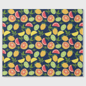 Donkerblauw Citrus citroen Sinaasappel Tangerine P Cadeaupapier (Vlak)