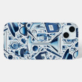 Donkerblauw collage chic en modern ontwerp Case-Mate iPhone case (Achterkant (horizontaal))