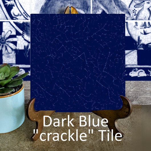 Donkerblauw Crackle Glaze Navy Cobalt Dedham Delft Tegeltje