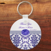 Donkerblauw Damask, gemstone afbeelding Sleutelhan Sleutelhanger (Voorkant)