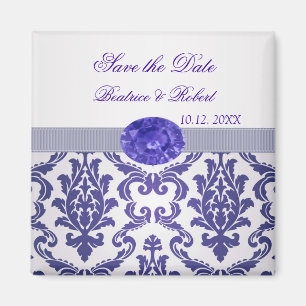Donkerblauw Damask, gemstone afbeelding Sparen de  Magneet