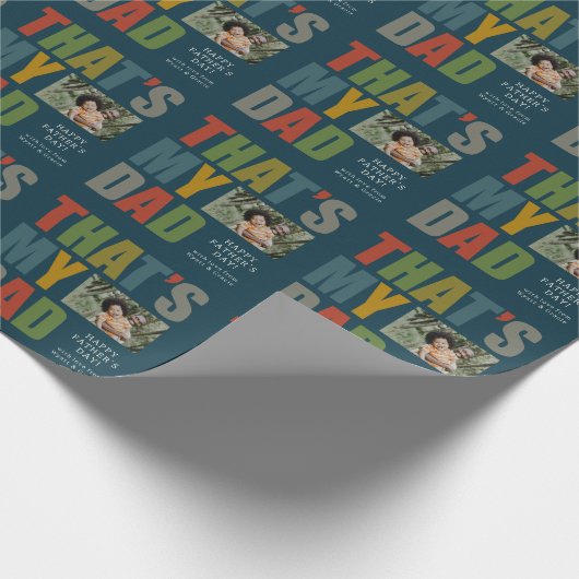 Donkerblauw dat is mijn vader Vaderdag Cadeaupapier (Hoek)