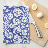 Donkerblauw demaspatroon theedoek (Quarter Fold)