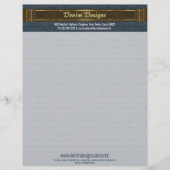 Donkerblauw Denim met bruine en gouden kleuren Custom Briefhoofd (Voorkant)