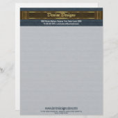 Donkerblauw Denim met bruine en gouden kleuren Custom Briefhoofd (Voorkant / Achterkant)