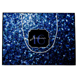 Donkerblauw diep glanzend glitter sparkle Sweet 16 Groot Cadeauzakje
