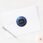 Donkerblauw diep glanzend glitter sparkle Sweet 16 Ronde Sticker (Envelop)