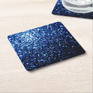 Donkerblauw diep glanzend nepschitter glitter vonk kartonnen onderzetters