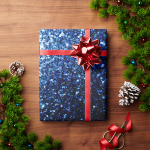 Donkerblauw diep glanzend nepschitterwerk glinster cadeaupapier