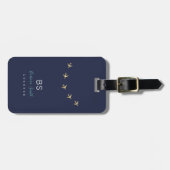 Donkerblauw discreet vliegtuigidentificatie bagagelabel (Voorkant horizontaal)