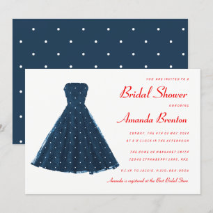 Donkerblauw  dress Red Accents Vrijgezellenfeest Kaart