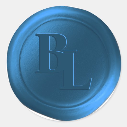 Donkerblauw Dubbel Monogram Faux Wax Seal Stickers (Voorkant)