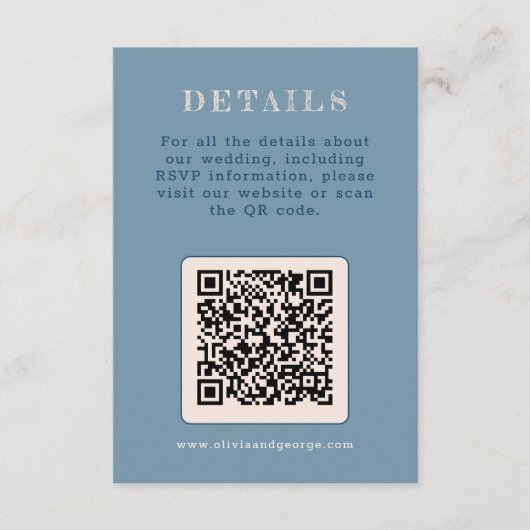 Donkerblauw Eenvoudige bruiloft Informatiekaartje (Voorkant)