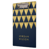 Donkerblauw Elegante Chic en Faux Gold Driehoek Klembord (Links)