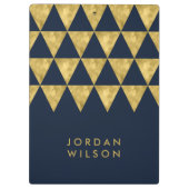Donkerblauw Elegante Chic en Faux Gold Driehoek Klembord (Achterkant)