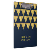 Donkerblauw Elegante Chic en Faux Gold Driehoek Klembord (Rechts)