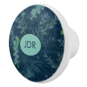 donkerblauw en Blauwgroen groene bladeren Keramische Knop (Rechts)