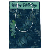  donkerblauw en Blauwgroen groene bladeren op zate Medium Cadeauzakje (Voorkant)