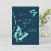 Donkerblauw en Blauwgroen weduwenuitnodiging Kaart (Staand voorkant)