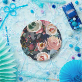 Donkerblauw en bleekroze Waterverf Papieren Bordje (Feest)