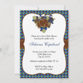 Donkerblauw en bruin Baby | Baby shower Kaart (Voorkant)