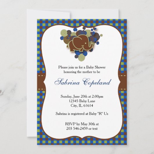 Donkerblauw en bruin Baby | Baby shower Kaart (Voorkant)