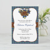 Donkerblauw en bruin Baby | Baby shower Kaart (Staand voorkant)