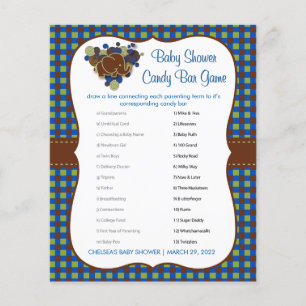 Donkerblauw en bruin ellephant Baby Boy Shower Gam Flyer