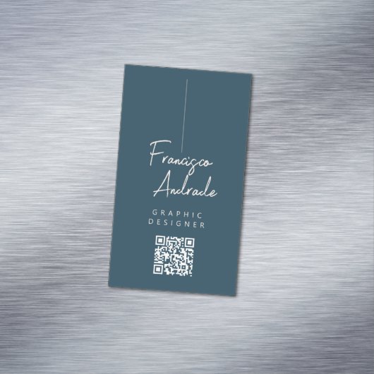 Donkerblauw en crème Minimalistisch Modern Design Magnetisch Visitekaartje (Voorbeeld)