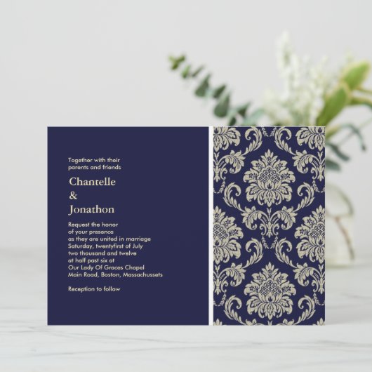 Donkerblauw en de Uitnodiging van het huwelijk van (Staand voorkant)