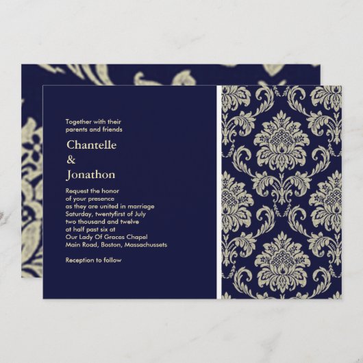 Donkerblauw en de Uitnodiging van het huwelijk van (Voorkant / Achterkant)