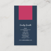 Donkerblauw en donkerroze sociale media voor inter visitekaartje (Achterkant)