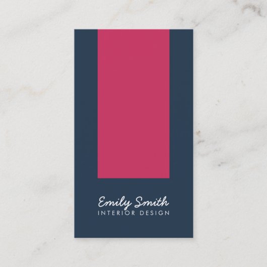 Donkerblauw en donkerroze sociale media voor inter visitekaartje (Voorkant)