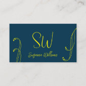 Donkerblauw en geel Modern  met Monogram Visitekaartje (Voorkant)