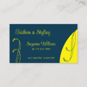 Donkerblauw en geel sierlijk gekrabbeld  visitekaartje (Voorkant)