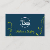Donkerblauw en geel sierlijk met Logo Visitekaartje (Voorkant)