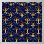 Donkerblauw en goud art deco poster (Voorkant)