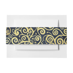 Donkerblauw en goud chic luxe donkere winterhuweli uitnodigingen wikkel