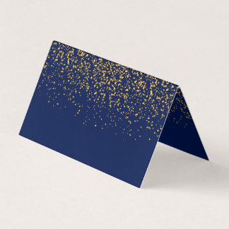 Donkerblauw en Goud Confetti | Blanco Visitekaartje