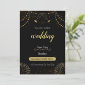 Donkerblauw en Goud Eenvoudige Feestuitnodiging Br Kaart (Staand voorkant)