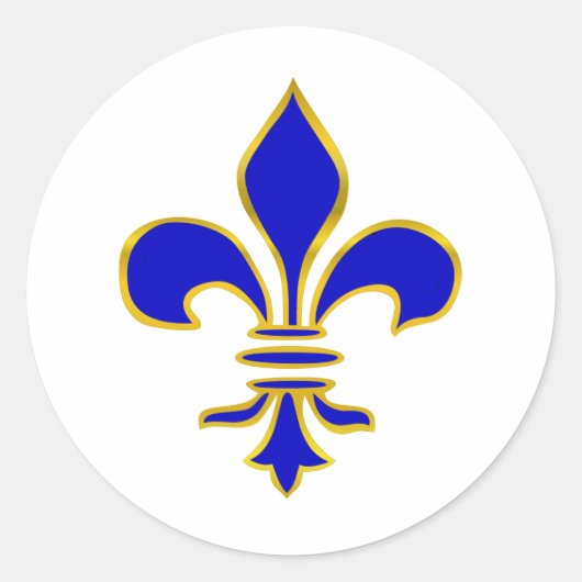 Donkerblauw en goud Fleur de lis Sticker (Voorkant)