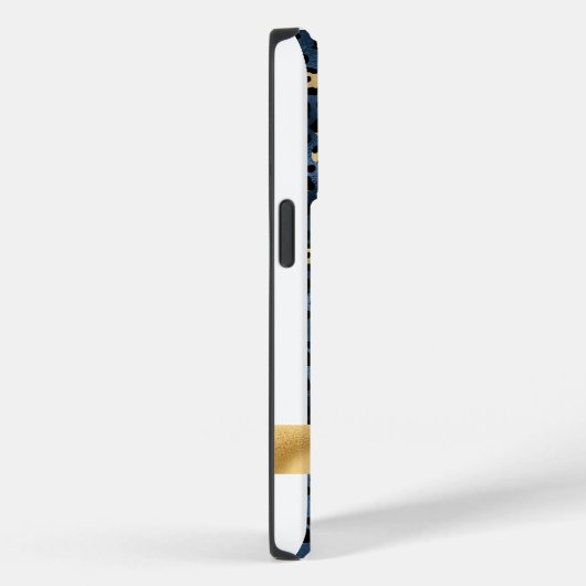 Donkerblauw en Goud Luipaard Glamoureus Case-Mate iPhone Case (Achterkant / Rechts)
