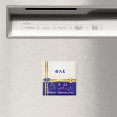 Donkerblauw en goud op een demper, sparen de datum magneet (Insitu (Vaatwasser))