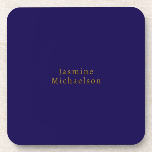 Donkerblauw en goud Schattige Minimalistische Eige Bier Onderzetter (Voorkant)