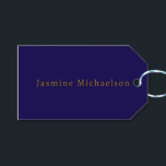 Donkerblauw en goud Schattige Minimalistische Eige Cadeaulabel<br><div class="desc">U kunt de Lettertypen,  achtergrondkleur en Afbeelding,  lettertekens eenvoudig wijzigen.</div>