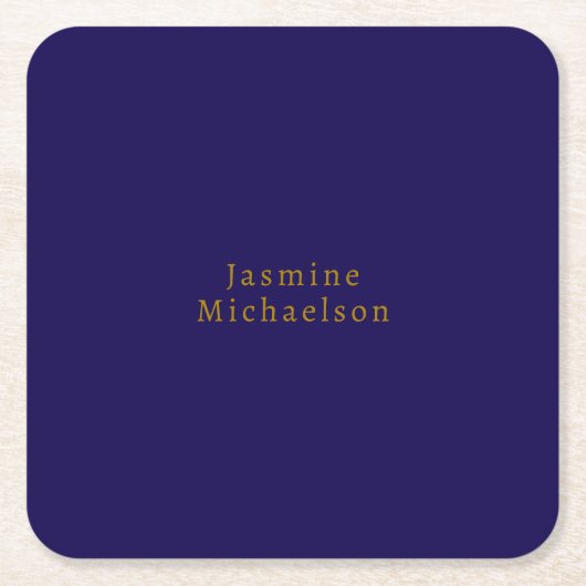 Donkerblauw en goud Schattige Minimalistische Eige Kartonnen Onderzetters (Voorkant)